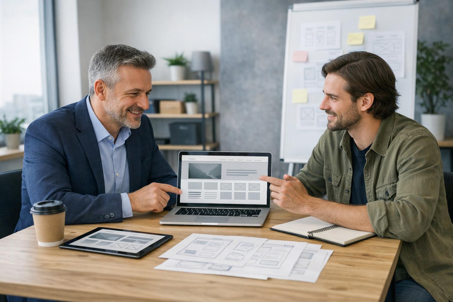 Zdjęcie: spotkanie właściciela firmy z projektantem strony